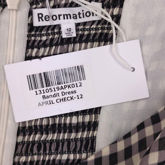 Reformation Bandit Midi Dress Gingham Check Puff Sleeve Cottagecore - Picture 11 of 14